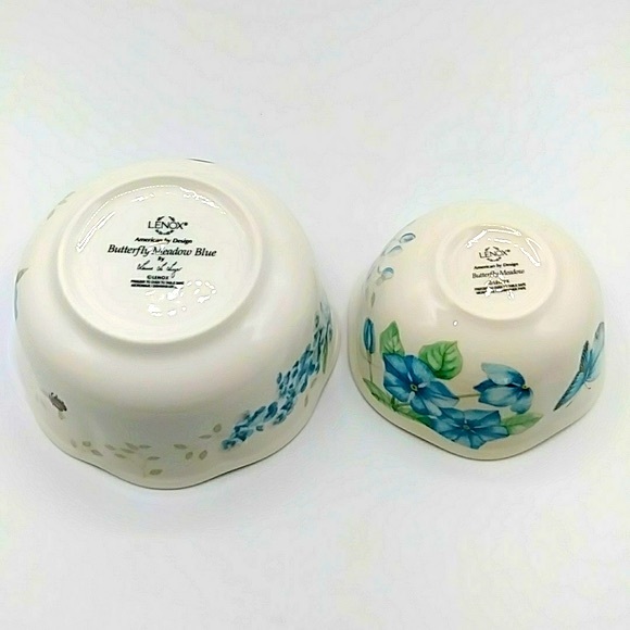 🌏HP! 2 Lenox Butterfly Meadows Bowls. One is Ice Cream size & 1 Fruit Bowl - Picture 4 of 11